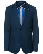 Zara Piqué Blazer with Contrasting Elbow Patches - Lyst