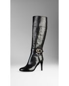 Burberry Buckle Buffalo Leather Boots - Lyst