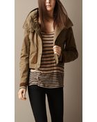 Burberry Suede Detail Wax Cotton Jacket - Lyst