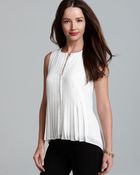 DKNY Sleeveless Pleated Button Blouse - Lyst