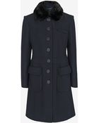 French Connection Glorious Wool Faux Fur Collar Coat - Lyst
