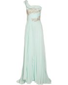 Marchesa One-Shoulder Appliquã©D Silk-Chiffon Gown - Lyst