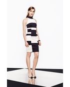 Karen Millen Signature Stretch Satin Dress - Lyst