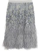 Matthew Williamson Feather-trimmed Embellished Lace Skirt - Lyst