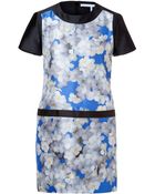 Victoria, Victoria Beckham Printed Silk-Shantung Dress In Blue Sakura Blossom - Lyst
