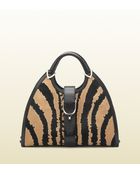 Gucci Stirrup Zebra Print Calf Hair Top Handle Bag - Lyst