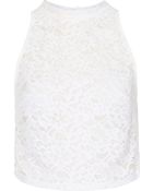 Topshop High Neck Lace Crop Top - Lyst