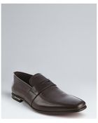 Prada Burnt Brown Leather Penny Loafers - Lyst