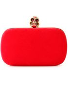 Alexander McQueen Skull Velvet Box Clutch - Lyst
