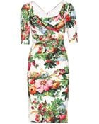 Dolce & Gabbana Print Silk Dress with Drape Detail - Lyst