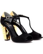 Fendi Tbar Sandals with Studded Heel - Lyst