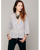 Free People Womens Fp One Ruffle Me Up Blouse - Lyst