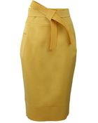 Oscar de la Renta Tie Waist Slim Skirt with Pocket - Lyst