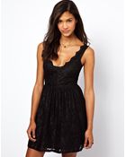 Asos Lace Scallop Skater Dress - Lyst
