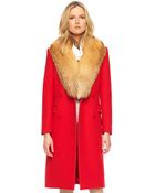 Michael Kors Melton Coat with Fox Collar - Lyst