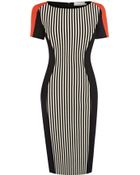 Karen Millen Stripe Ponte Roma Dress - Lyst