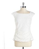 Adrianna Papell Ruched Floral Lace Tshirt - Lyst