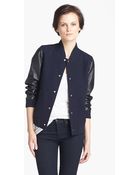 A.P.C. Leather Sleeve Baseball Jacket - Lyst