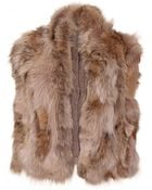 Miu Miu Ribbed Knit Vest with Fur Trim - Lyst