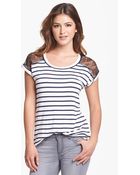 Pleione Lace Yoke Stripe Tee - Lyst
