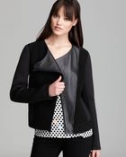 Tibi Jacket Boucle Knit Biker with Leather - Lyst