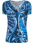 Emilio Pucci Printed Cowl Neck Tshirt - Lyst