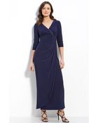 Alex Evenings Faux Wrap Jersey Gown - Lyst