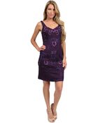 Sue Wong Sweetheart Applique Short Dress - Lyst