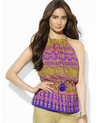 Lauren by Ralph Lauren Patterned Sleeveless Top - Lyst