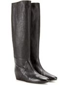 Lanvin Leather Concealed Wedge Boots - Lyst
