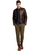 Brooks Brothers Leather Motorcycle Jacket - Lyst