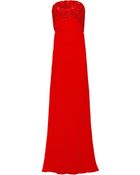 Elie Saab Strapless Bead Chiffon Gown - Lyst