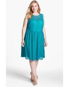 Donna Ricco Lace Fit Flare Dress - Lyst