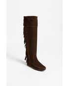 Minnetonka Over The Knee Fringe Boot - Lyst