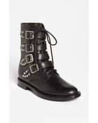 Saint Laurent Leaf Buckle Moto Boot - Lyst