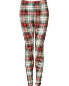 Topshop Tartan Check Denim Leggings - Lyst