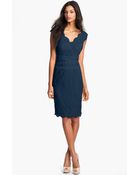 Tadashi Shoji Lace Tulle Sheath Dress - Lyst