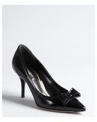 Dolce & Gabbana Black Leather Bow Detail Pointed Toe Pumps - Lyst