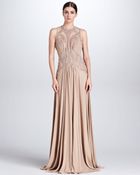 Elie Saab Beaded Cutout Gown Bisque - Lyst