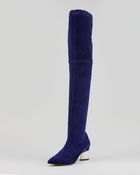 Nicholas Kirkwood Overtheknee Metalheel Suede Boot Indigo - Lyst