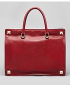 Valentino Rock-stud-corner Leather Tote Bag Scarlet - Lyst