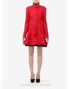 Alexander McQueen Flared Hem Wool Coat - Lyst