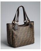 Fendi Brown and Tobacco Zucca Coated Canvas Chef Tote - Lyst