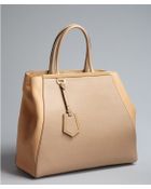 Fendi Tan Textured Leather 2jours Large Tote - Lyst