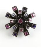 Lanvin Gunmetal And Purple Metal And Crystal 'Medals' Brooch - Lyst