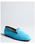 Tod's Caribbean Blue And Black Suede Grosgrain Trimmed Loafers - Lyst