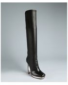 Saint Laurent Black Leather And Mirrored Heel Platform Tall Boots - Lyst