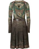 Etro Wool Blend Belted Wrap Dress - Lyst