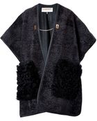 Emilio Pucci Lambskin Leather/Lamb Fur Cape In Nero - Lyst