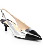 Prada Metallic Leather Captoe Slingback Pumps - Lyst
